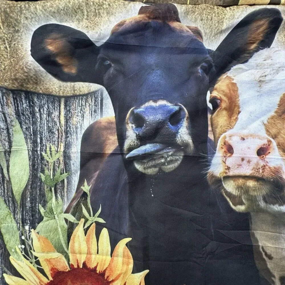 Cow Trio 2 Pillowcases Fabric Panels Curious Cows DIY Farmhouse Craft Sewing
